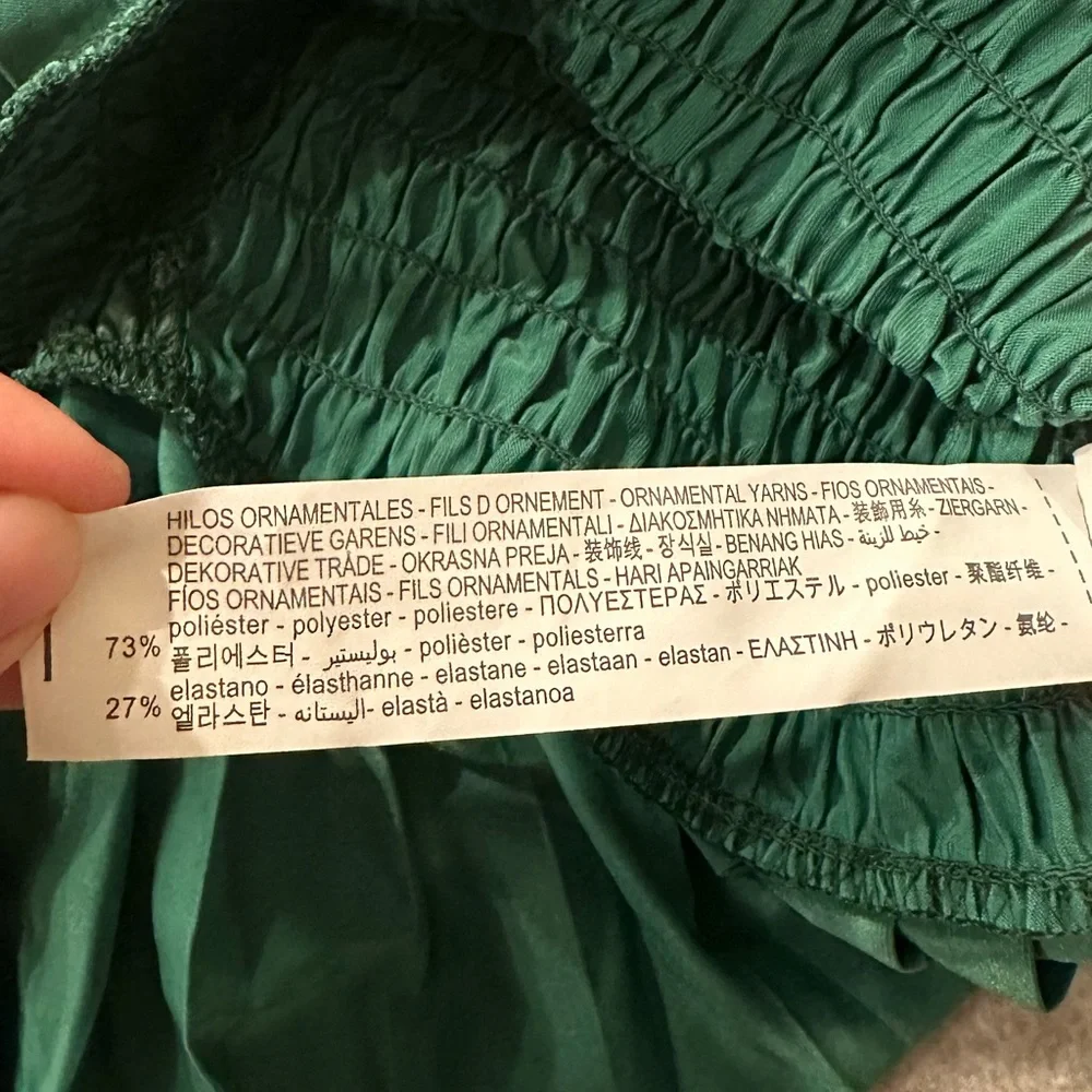 NWT! ZARA Green Smocked Peplum Short Sleeve Top!